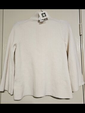 Anne Klein Cream Ribbed Cowl Neck Sweater, size XXS.